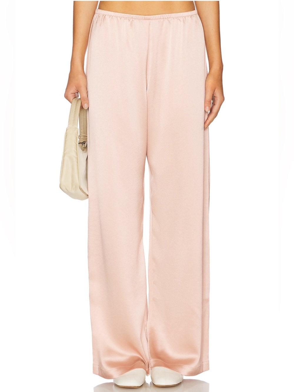 Leset Barb Wide Leg Satin Pants in Sakura